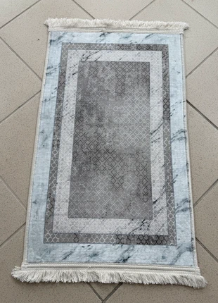 Marble Border Rug 50x80cm – Modern Grey & White and Light Blue Washable & Soft, condition: New without tags, £7.00, £8.05 includes Buyer Protection Pro