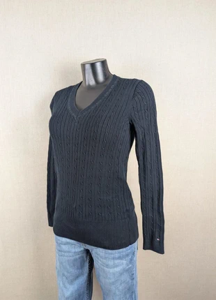 Tommy Hilfiger Femme | Torsadé col V en coton Bleu nuit | Taille M (FR36/38)| TH033, marque: Tommy Hilfiger, état: Très bon état, taille: M / 38 / 10, 12,90 €, 14,25 € Protection acheteurs incluse