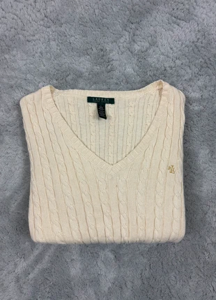 Pull sweat à col V torsadé Ralph Lauren femme couleur crème taille L logo brodé, marca: Lauren Ralph Lauren, estado: Muy bueno, tamaño: L / 40 / 12, 30,00 €, 32,20 € Protección al comprador incluida