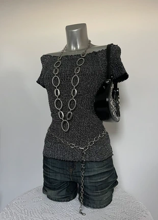 Top épaules dénudées y2k pailleté argenté vintage année 2000, brand: Vintage, condizioni: Ottime, taglia: M / IT 42 / EU 38, €18.00, €19.60 include la Protezione acquisti Pro