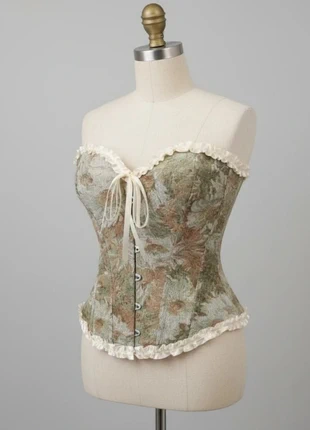 Corset Fleuri Romantique à Lacet – Vintage / Bohème Chic / Renaissance / Tons Naturels, condition: Very good, size: M / 38 / 10, €49.90, €53.10 includes Buyer Protection Pro