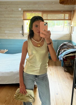 Débardeur doré Zara, marque: Zara, état: Très bon état, taille: XS / 34 / 6, 10,00 €, 11,20 € Protection acheteurs incluse