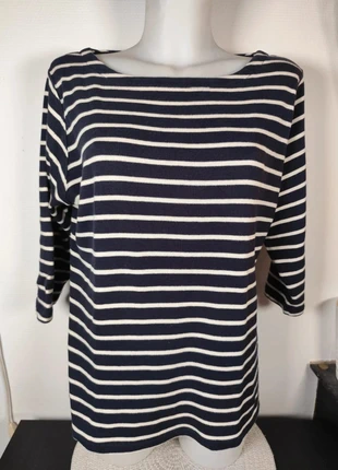 Sweat manches 3/4 à rayures bleu et blanc style marinière 100% Coton - L.L. Bean Taille L, marque: L.L. Bean, état: Très bon état, taille: L / 40 / 12, 15,00 €, 16,45 € Protection acheteurs (Pro) incluse