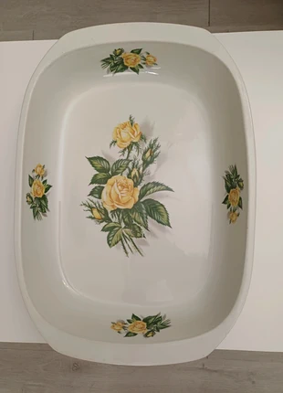 Ancien plat à four vintage authentique Digoin Sarreguemines porcelaine à feu jaune vert, merk: Digoin Sarreguemines, staat: Goed, € 25,00, € 26,95 inclusief Kopersbescherming