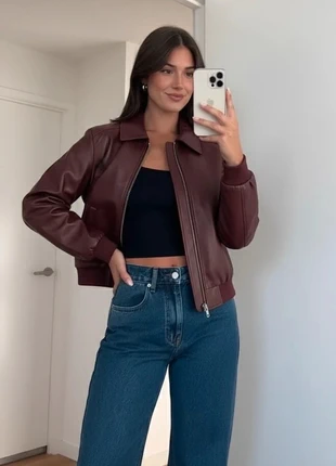 Blouson simili cuir bordeaux oversize, effet vintage, très tendance taille S, brand: konyto, condition: Very good, size: S / 36 / 8, €59.00, €62.65 includes Buyer Protection Pro