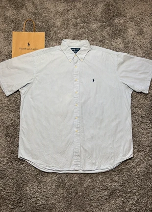 Chemise rayé à manches courtes Ralph Lauren blanche/bleue XXL, merk: Ralph Lauren, staat: Heel goed, maat: XXL, € 39,00, € 41,65 inclusief Kopersbescherming Pro