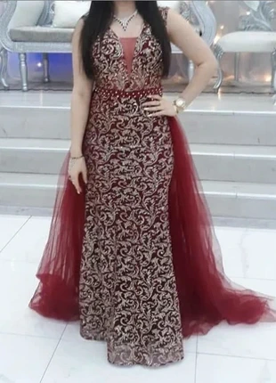 Robe de soirée rouge & or • S • Neuve • Sequins / Perles / Traîne, marca: indépendante, estado: Novo sem etiquetas, tamanho: S / 36 / 8, €129.00, €136.15 inclui Proteção do Comprador