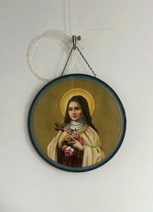 Tableau ancien religieux cadre rond Sainte Thérèse de Lisieux, brand: Vintage, condition: Very good, €15.00, €16.45 includes Buyer Protection