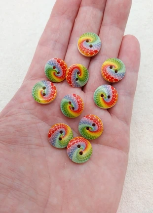 Bouton en bois spirale arc-en-ciel 15mm - 10pcs A1359, marca: Mercerie Syllikan, estado: Muy bueno, 2,25 €, 3,06 € Protección al comprador Pro incluida
