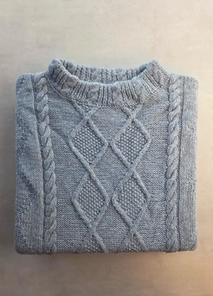 pull torsadé fait main gris clair style irlandais en laine vintage unisexe, brand: Vintage Dressing, condition: Very good, size: M / 38 / 10, €34.00, €36.40 includes Buyer Protection