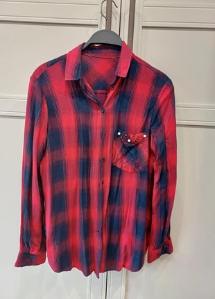 Camisa de cuadros con perlas, merk: Pull & Bear, staat: Heel goed, maat: M / 38 / 10, € 7,00, € 8,05 inclusief Kopersbescherming