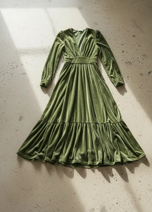Robe longue velours verte – fluide, élégante, fantasy, bohème, soirée, marke: Atelier Émeraude Sauvage, zustand: Sehr gut, größe: M / 38 / 10, 69,90 €, 74,10 € beinhaltet Vinted-Käuferschutz Pro