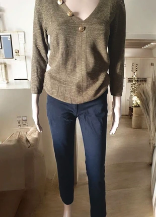 Pull en maille fine col V boutons doré T-S Mango, brand: Mango, condition: New with tags, size: S / 36 / 8, €19.00, €20.65 includes Buyer Protection