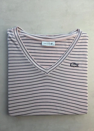 T-shirt Lacoste femme rayé rose et bleu marine – col V, taille 36, marca: Lacoste, estado: Muy bueno, tamaño: S / 36 / 8, 18,00 €, 19,60 € Protección al comprador incluida