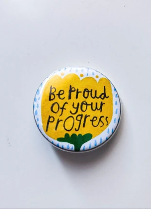 Be proud of your progress motivational pin with flower, marca: Vintage Dressing, estado: Novo sem etiquetas, €2.00, €2.80 inclui Proteção do Comprador