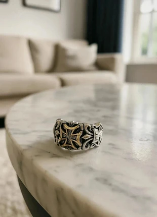 Bague style templier Croix dorée argenté ajustable type chevalier, merk: Bague Templier, staat: Nieuw met prijskaartje, maat: Aanpasbaar, € 8,97, € 10,12 inclusief Kopersbescherming Pro
