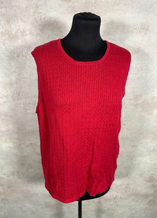Gilet sans manches Maille Torsadée Cable Knit Vintage Karen Scott rouge épais taille XL, merk: Vintage Dressing, staat: Heel goed, maat: XL / 42 / 14, € 15,00, € 16,45 inclusief Kopersbescherming Pro