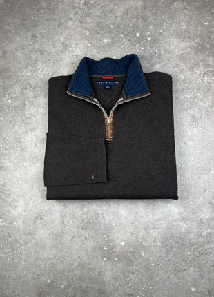 Pull Half-zip 1/4 Zip Col Camionneur Tommy Hilfiger Taille L Homme Marron Logo Brodé sur Manche #T66, brand: Tommy Hilfiger, condition: Very good, size: L, €39.00, €41.65 includes Buyer Protection Pro
