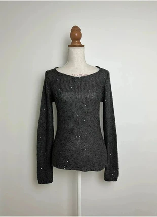 Pull gris pailletée col rond en maille - In Extenso - Taille S (36), merk: In Extenso, staat: Heel goed, maat: S / 36 / 8, € 8,00, € 9,10 inclusief Kopersbescherming