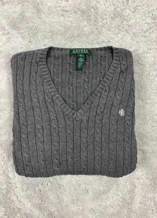 Pull sweat torsadé à col V Ralph Lauren taille M gris pour femme logo brodé, marke: Lauren Ralph Lauren, zustand: Sehr gut, größe: M / 38 / 10, 35,00 €, 37,45 € inklusive Vinted-Käuferschutz