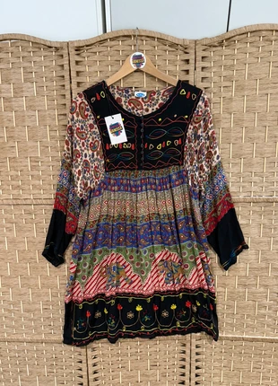 Indian bohemian embroidered tunic dress – 90s / Y2K folk print – Shubham label, brand: Vintage Dressing, condition: Very good, size: L / 12, £20.00, £21.70 includes Buyer Protection