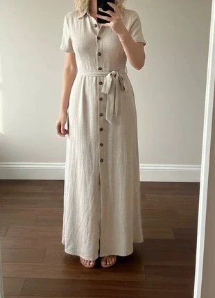 Robe chemise longue beige à boutons et ceinture, style minimal chic, état: Très bon état, taille: S / 36 / 8, 39,99 €, 42,69 € Protection acheteurs (Pro) incluse