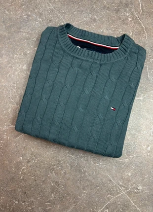 Pull torsadé Vert foncé Tommy Hilfiger taille M Homme, brand: Tommy Hilfiger, condition: Very good, size: M, €35.00, €37.45 includes Buyer Protection