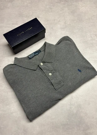 🐎 Polo Ralph Lauren Manches Longue gris avec logo brodé bleu - Vintage Année 2000 - Xl Homme, merk: Ralph Lauren, staat: Heel goed, maat: XL, € 24,90, € 26,85 inclusief Kopersbescherming Pro