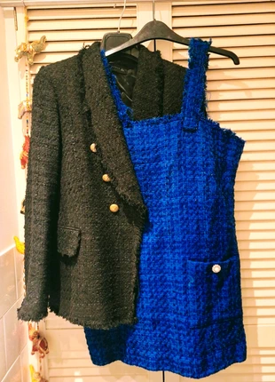 Feestelijk tweed jasje met knopen, merk: Zara, staat: Nieuw zonder prijskaartje, maat: L / 40 / 12, € 22,50, € 24,33 inclusief Kopersbescherming