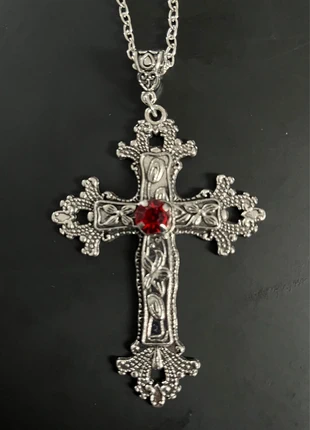 Goth/punk style cross with red stone, brand: NO LABEL, condition: New with tags, £1.50, £2.28 includes Buyer Protection