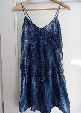Vestido bohemio de tirantes tie dye azul, merk: Local, staat: Heel goed, maat: L / 40 / 12, € 12,00, € 13,30 inclusief Kopersbescherming