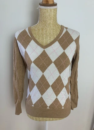 Pull Col en V à carreaux Tommy Hilfiger. - Taille M - Trou, brand: Tommy Hilfiger, condition: Good, size: M / 38 / 10, €5.00, €5.95 includes Buyer Protection Pro