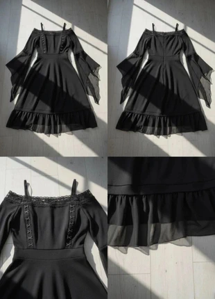 Robe Noire Manches Évasées – Gothique Romantique / Bohème Chic / Élégance Vintage / Soirée Unique, marca: Maison Noctaria, estado: Muy bueno, tamaño: M / 38 / 10, 54,90 €, 58,35 € Protección al comprador Pro incluida