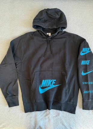 Hoodie Nike Coton Multi Logo Swoosh Just Do it Noir & Bleu Oversize Taille M, marque: Nike, état: Très bon état, taille: M, 19,00 €, 20,65 € Protection acheteurs incluse