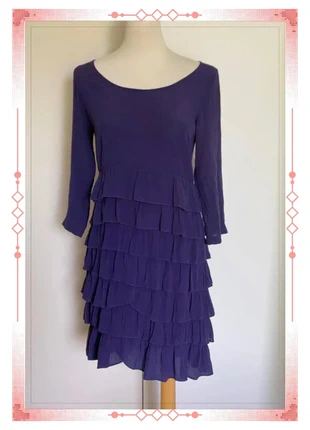 Robe Sandro à volants chic violet manches 3/4 Taille S, marke: Sandro, zustand: Sehr gut, größe: S / 36 / 8, 33,90 €, 36,30 € inklusive Vinted-Käuferschutz