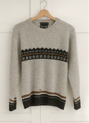 Marc Kostner Nordic Knit Sweater – Grey/Black – Size L – Warm Winter Jumper, merk: Vintage Dressing, staat: Goed, maat: L / 40 / 12, € 11,50, € 12,78 inclusief Kopersbescherming