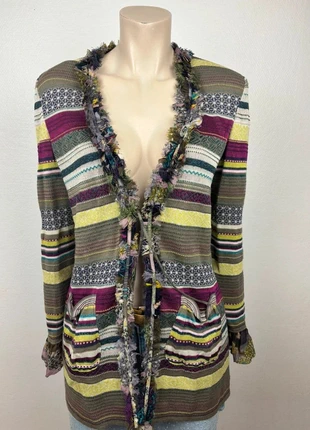 Y2K Boho Knit Cardigan Multicolor Striped Pattern – Artistic 2000s Style Jacket Size M Woman, marke: Vintage Dressing, zustand: Sehr gut, größe: M / 38 / 10, 17,90 €, 19,50 € inklusive Vinted-Käuferschutz