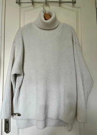 Pull blanc col roulé oversize, marque: H&M, état: Bon état, taille: L / 40 / 12, 5,00 €, 5,95 € Protection acheteurs incluse