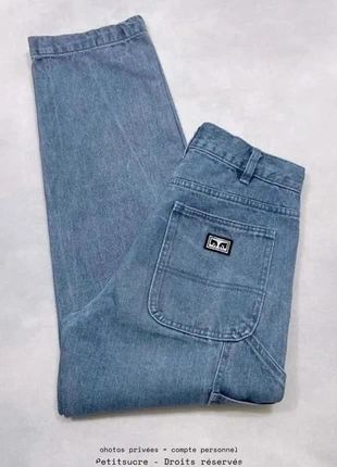 Jean Obey Large Bleu clair Single Knee Pant Loose Baggy Carpenter Workwear - S w27 /1047B, merk: Obey, staat: Heel goed, maat: W27 | FR 36, € 49,00, € 52,15 inclusief Kopersbescherming Pro