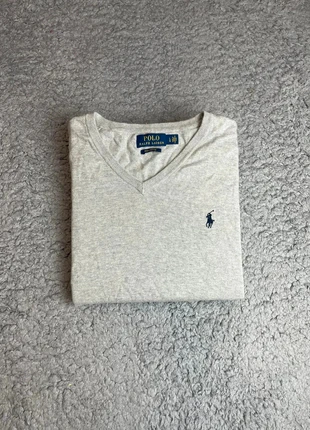 Pull sweat col V Ralph Lauren logo brodé taille L gris #188, marca: Ralph Lauren, estado: Muito bom, tamanho: L, €19.90, €21.60 inclui Proteção do Comprador