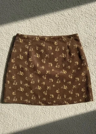 Jupe courte en velours fleuri marron, marque: Lune Claire, état: Très bon état, taille: S / 36 / 8, 34,99 €, 37,44 € Protection acheteurs incluse