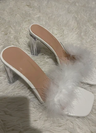 Women’s fluffy faux white heel, brand: OOTD, condition: New without tags, size: 5, £23.00, £24.85 includes Buyer Protection