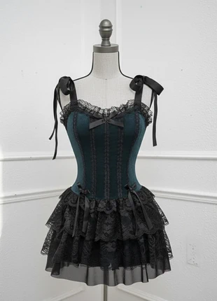 Robe corset dentelle vert sombre, brand: friperie, condition: Very good, size: M / 38 / 10, €35.00, €37.45 includes Buyer Protection