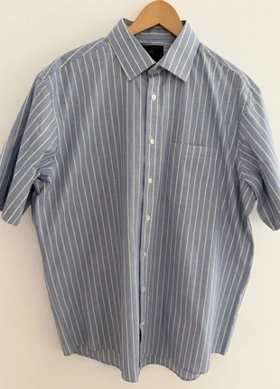 M&S Kurzarmhemd • Streifenmuster • Blau/Gelb • Gr. 42, brand: M&S Collection, condizioni: Ottime, taglia: XL, €5.00, €5.95 include la Protezione acquisti