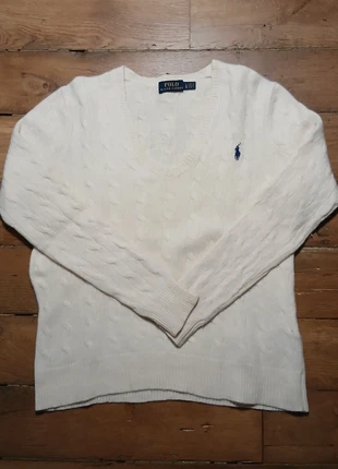 Pull Torsadé col V Polo Ralph Lauren femme logo brodé marine coton * Taille S * Blanc, marque: Ralph Lauren, état: Très bon état, taille: S / 36 / 8, 60,00 €, 63,70 € Protection acheteurs incluse