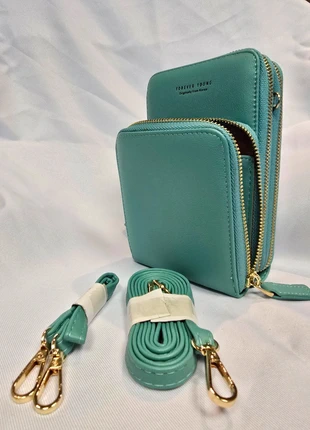 Light Green Crossbody Wallet Bag – Multi-Pocket | Detachable Straps | Gold Hardware, brand: Forever Young, condition: New with tags, £5.50, £6.48 includes Buyer Protection