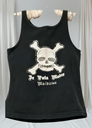 De Puta Madre Tanktop met Skull & Studs Maat S/M, merk: De Puta Madre, staat: Heel goed, maat: S / 36 / 8, € 17,00, € 18,55 inclusief Kopersbescherming
