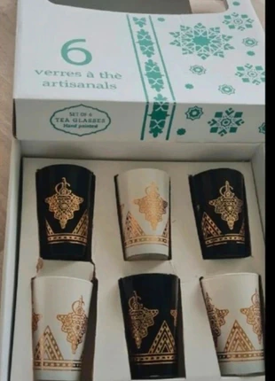 Coffret de 6 verres à thé artisanaux – Peints à la main & finitions dorées, marque: Handmade, état: Neuf avec étiquette, 25,00 €, 26,95 € Protection acheteurs incluse