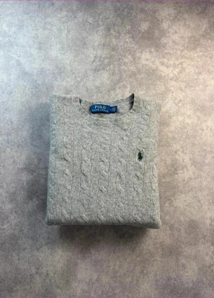 Pull col rond torsadé Ralph Lauren / gris logo brodé vert/taille XXS/ femme, merk: Ralph Lauren, staat: Heel goed, maat: XXS / 32 / 4, € 35,00, € 37,45 inclusief Kopersbescherming