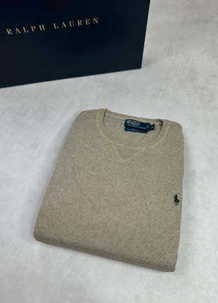 Pull col rond Ralph Lauren brodé logo Beige Brown Cotton, marke: Ralph Lauren, zustand: Sehr gut, größe: XL, 29,90 €, 32,10 € inklusive Vinted-Käuferschutz